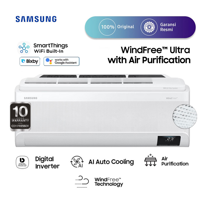 Samsung AC Inverter WindFree Ultra with Air Purification PM1.0 Filter 1 PK - AR10CYKAAWKNSE